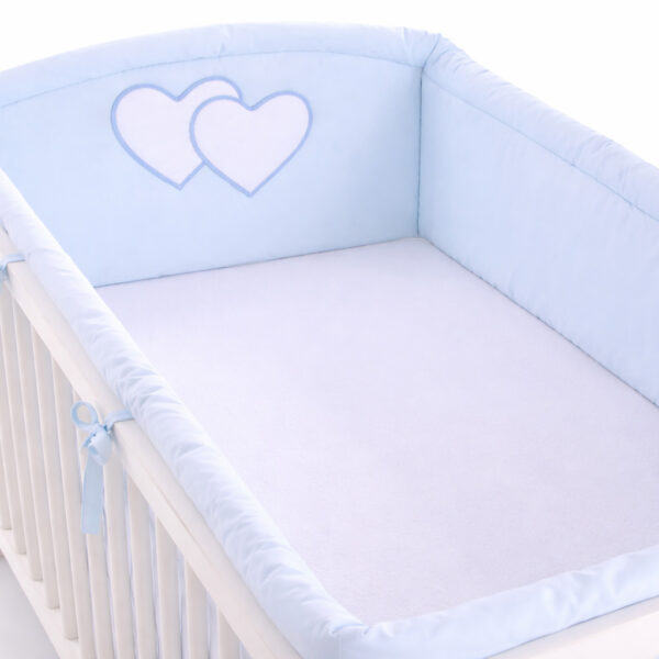 Ochraniacz do łóżeczka na szczebelki uniwersalny XXL - Serduszka niebieskie