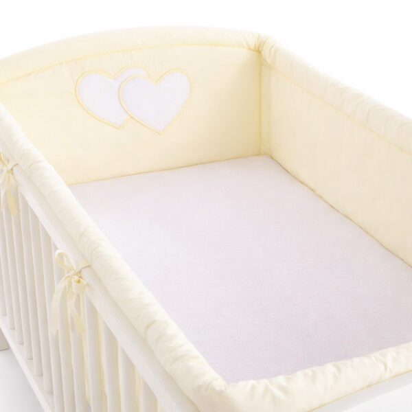 Ochraniacz do łóżeczka na szczebelki uniwersalny XXL - Serduszka kremowe