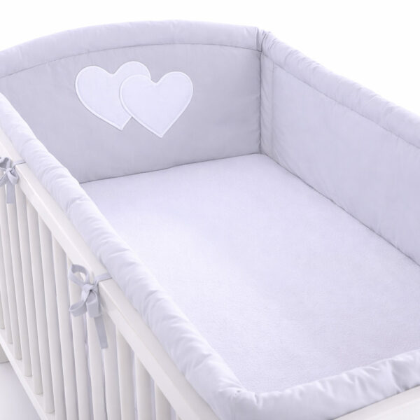 Ochraniacz do łóżeczka na szczebelki uniwersalny XXL - Serduszka szare