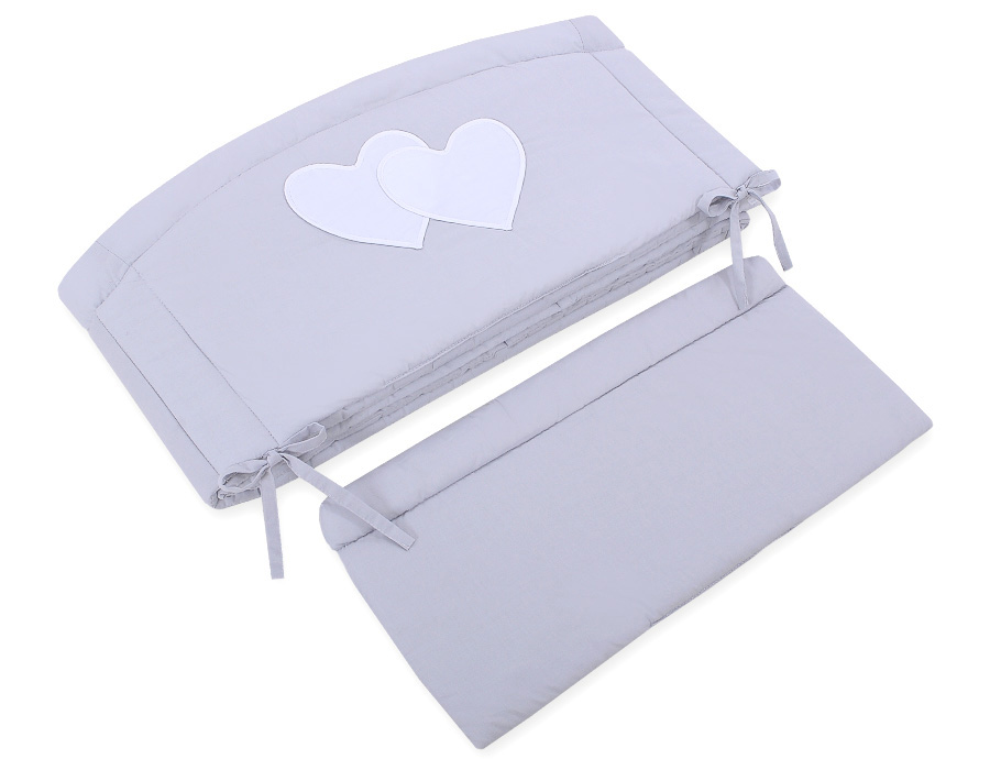 Ochraniacz do łóżeczka na szczebelki uniwersalny XXL - Serduszka szare - obrazek 2