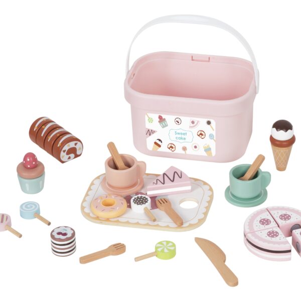 TOOKY TOY Sweet Cake Drewniany Zestaw Słodkości w Pudełku Cukiernia Lodziarnia