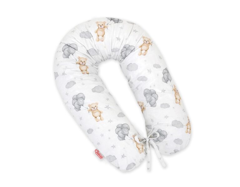 Poduszka ciążowa Longer dla kobiet w ciąży do spania + zdejmowana poszewka - Miś z balonikami