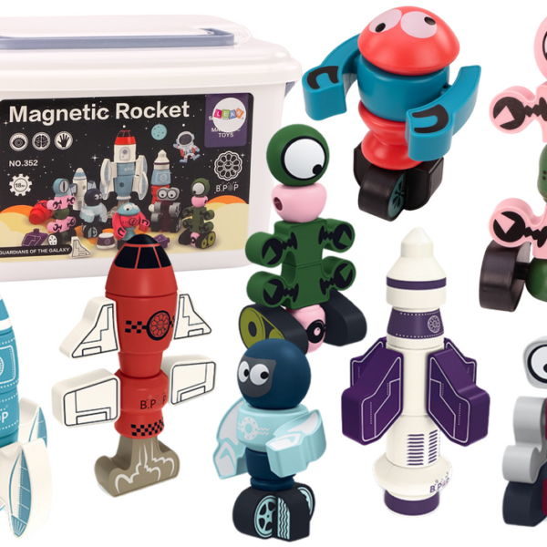 Klocki Magnetyczne Kosmos Rakieta Zestaw 56 ele. Magnetic Rocket Mix