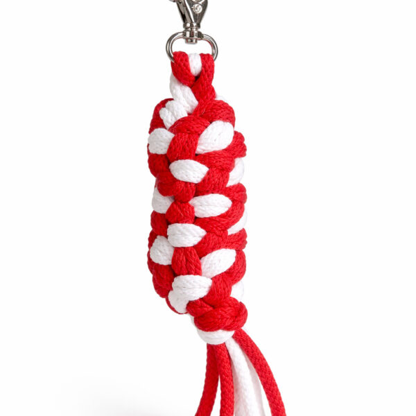 Uwiąz dla konia Hobby Horse pleciony ze sznurka – biało-czerwony