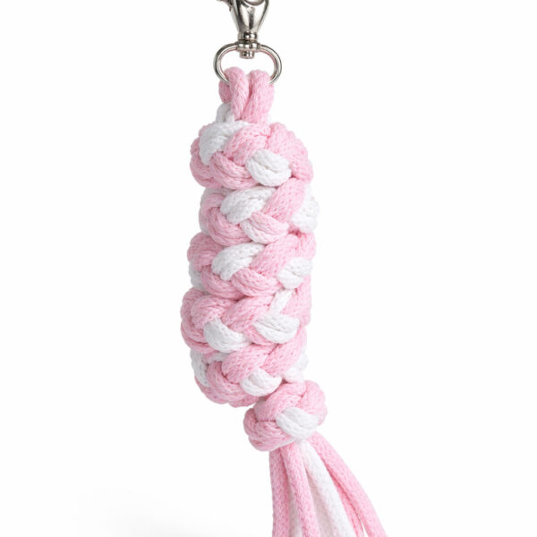 Uwiąz dla konia Hobby Horse pleciony ze sznurka – biało-różowy