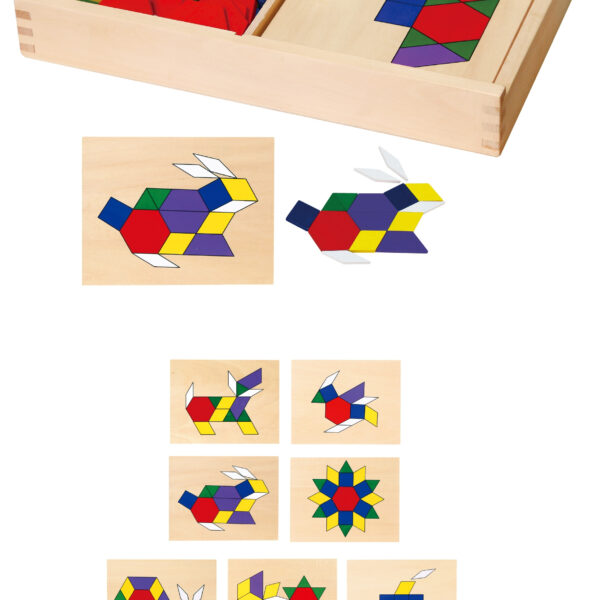 VIGA Drewniana Mozaika Geometryczna Klocki Dienesa Układanka Logiczna Montessori148 el
