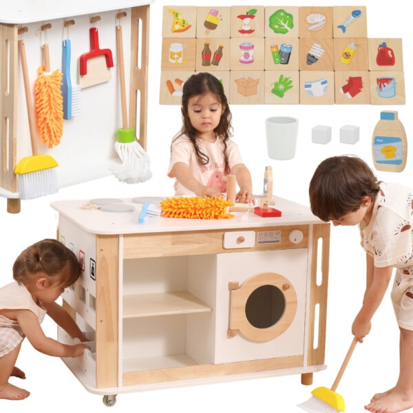 VIGA Centrum Domowe 3w1 z Akcesoriami – Nauka i Zabawa dla Dzieci