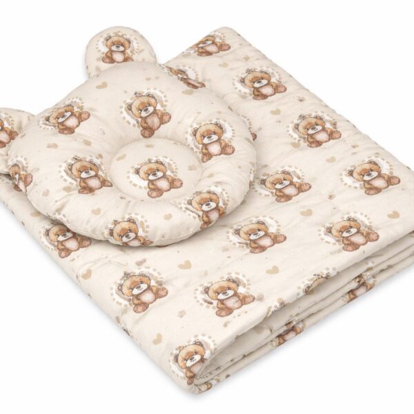 Kołderka z wypełnieniem i poduszka profilowana Miś - zestaw 2cz. - Misiove love