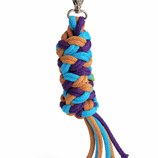 Uwiąz dla konia Hobby Horse pleciony ze sznurka – ciemny fiolet/ turkus/ terracota