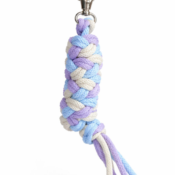 Uwiąz dla konia Hobby Horse pleciony ze sznurka – fiolet/ błękit/ jasny beż