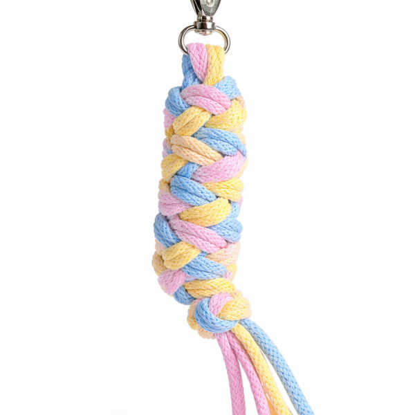 Uwiąz dla konia Hobby Horse pleciony ze sznurka – błękit/ jasny róż/ żółty