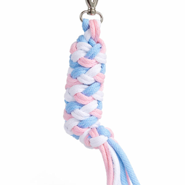 Uwiąz dla konia Hobby Horse pleciony ze sznurka – błękit/ jasny róż/ biały