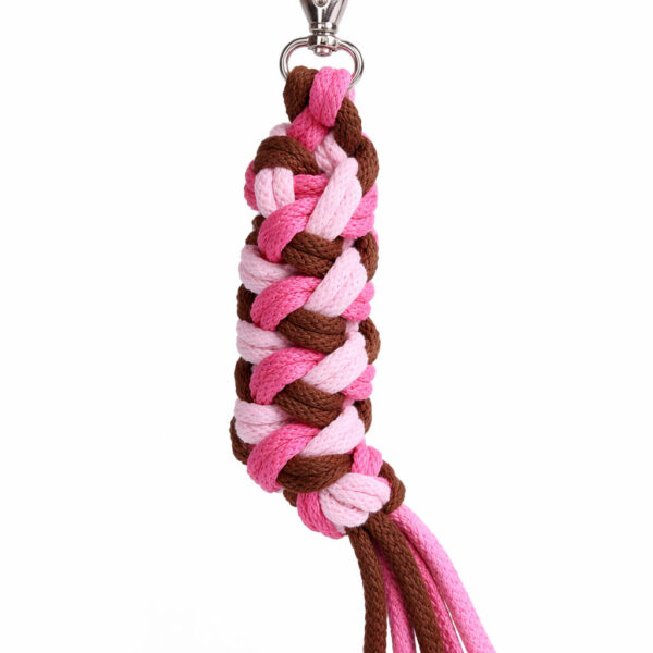 Uwiąz dla konia Hobby Horse pleciony ze sznurka – jasny róż/ ciemny róż/ brąz