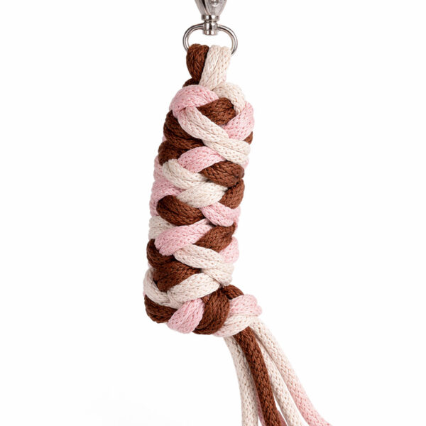 Uwiąz dla konia Hobby Horse pleciony ze sznurka – pastelowy róż/ brąz/ jasny beż