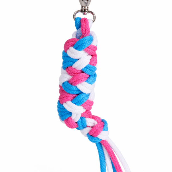 Uwiąz dla konia Hobby Horse pleciony ze sznurka – ciemny róż/ turkus/ biały