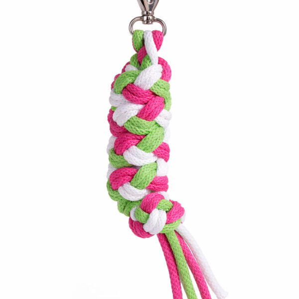 Uwiąz dla konia Hobby Horse pleciony ze sznurka – ciemny róż/ jasny zielony/ biały
