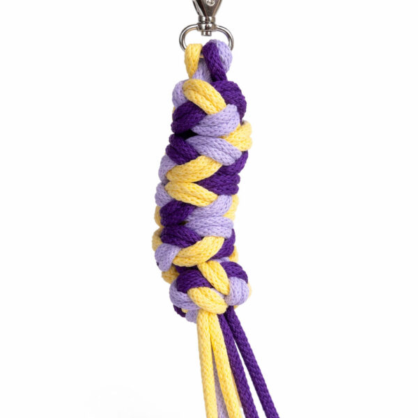 Uwiąz dla konia Hobby Horse pleciony ze sznurka – fiolet/ ciemny fiolet/ żółty