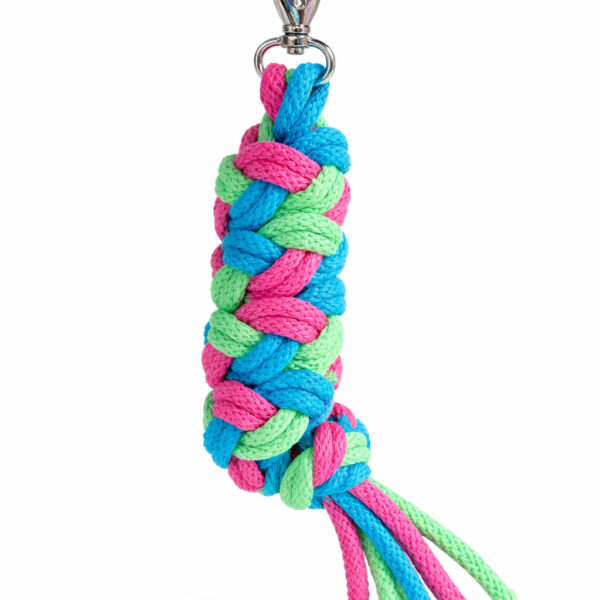 Uwiąz dla konia Hobby Horse pleciony ze sznurka – jasny zielony/ turkus/ ciemny róż