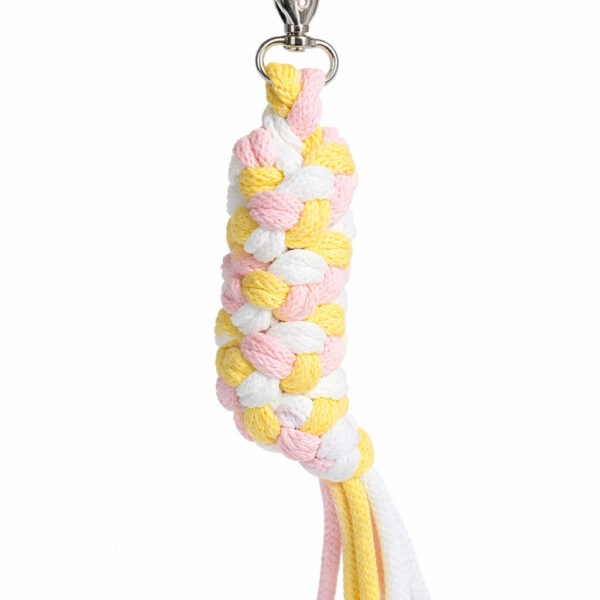 Uwiąz dla konia Hobby Horse pleciony ze sznurka – jasny róż/ żółty/ biały