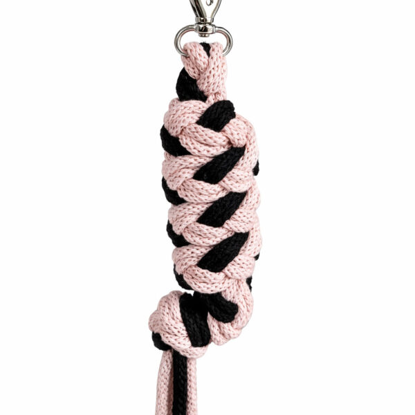 Uwiąz dla konia Hobby Horse pleciony ze sznurka – czarno- pudrowy róż